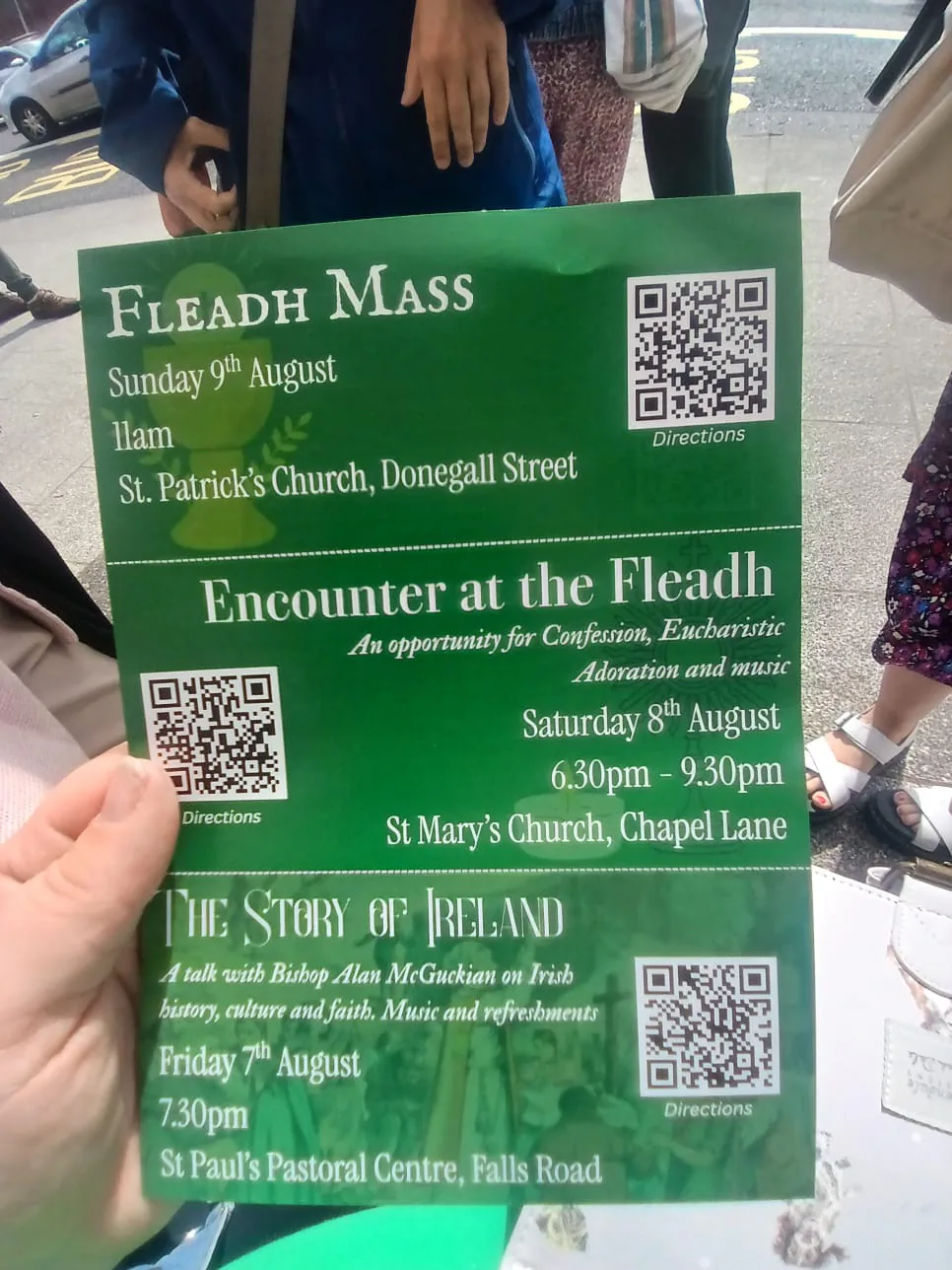 Leaflet for the three Fleadh events: Mass, Encounter at the Fleadh and The Story of Ireland