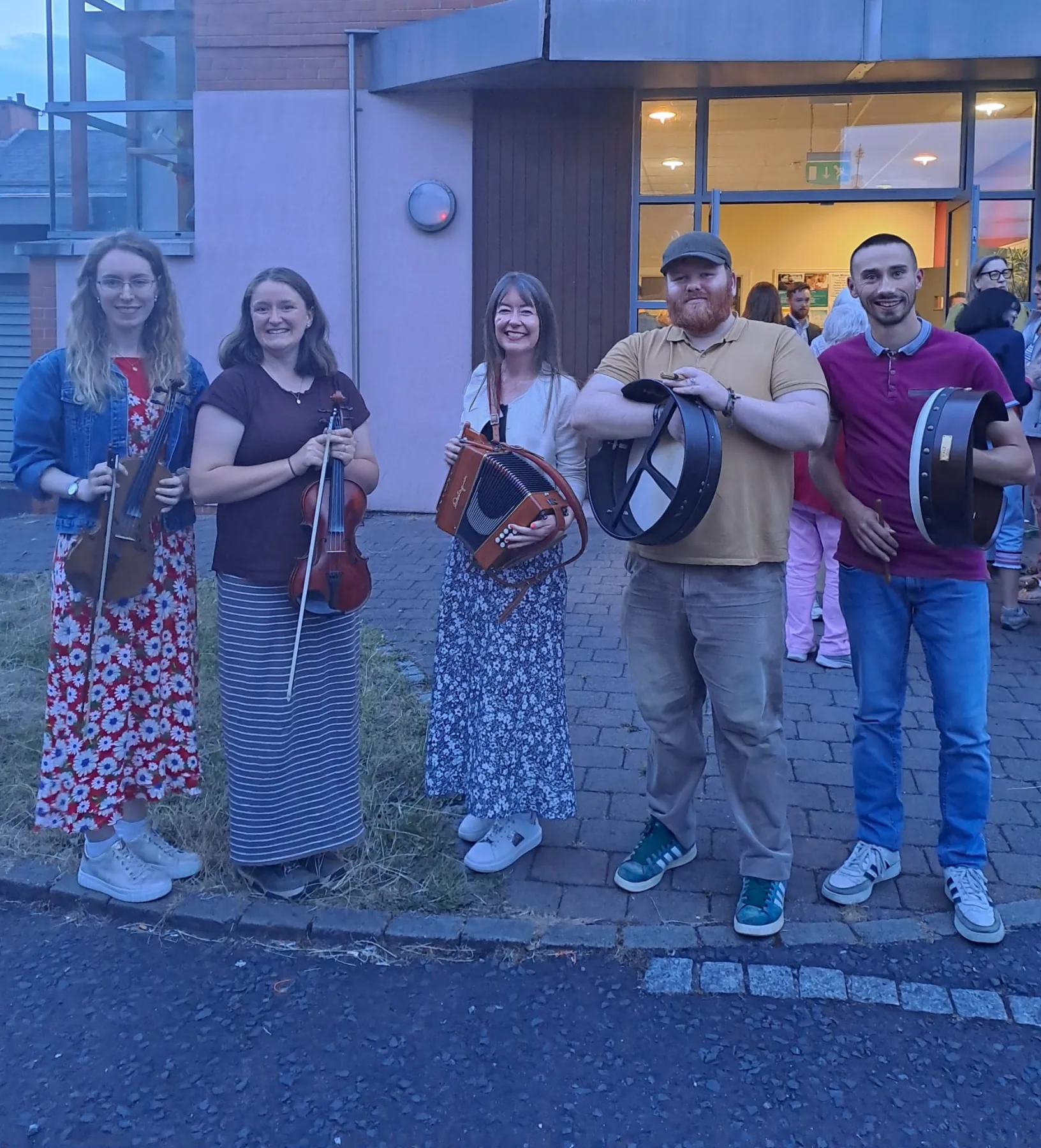 Legion musicians outside St Paul's Pastoral Centre