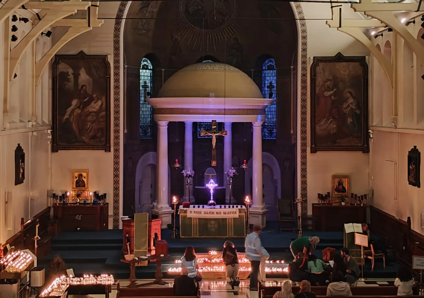 Candles lit before the Blessed Sacrament at St Mary's, Chapel Lane