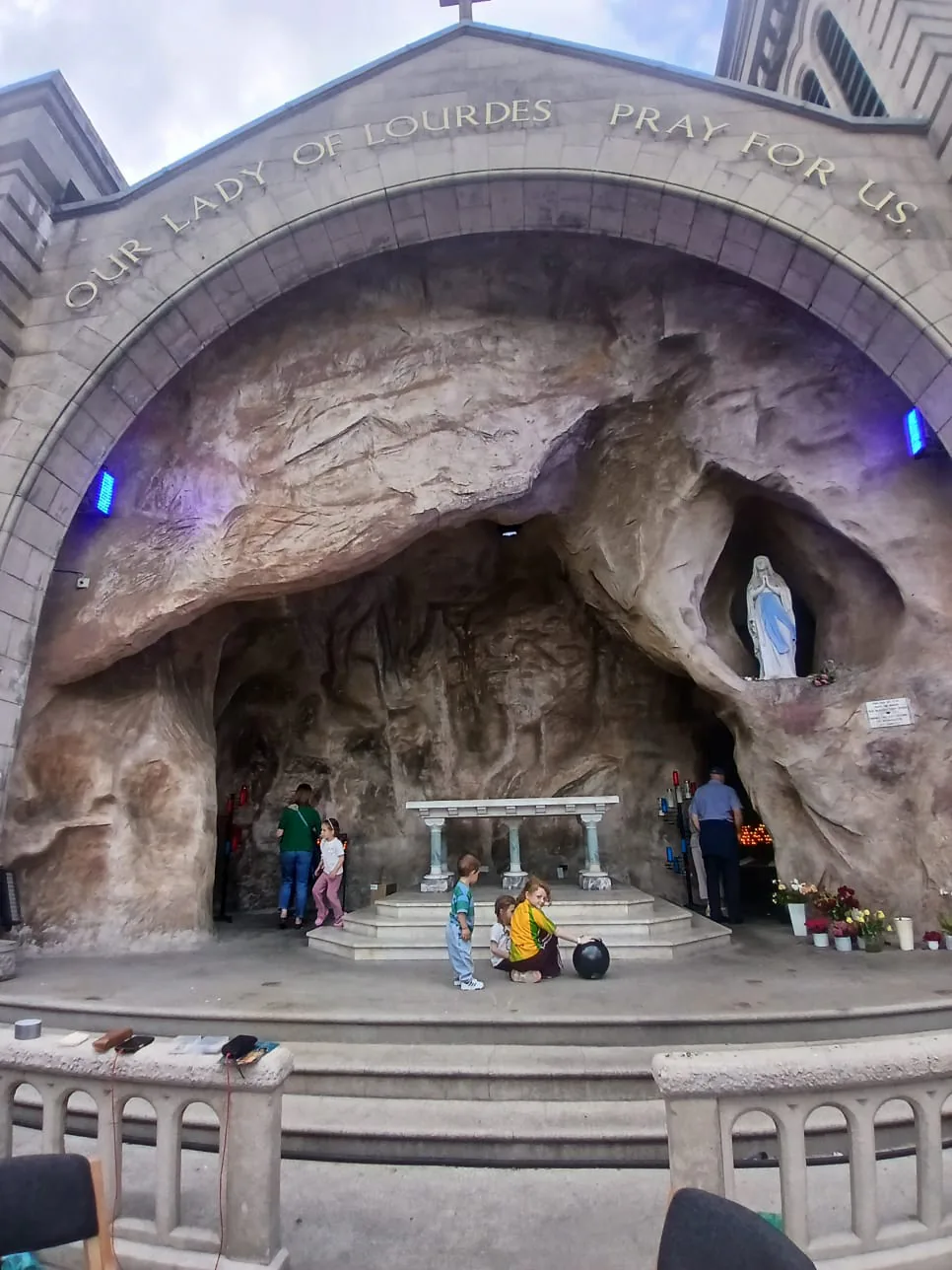 Candles lit at the Lourdes grotto