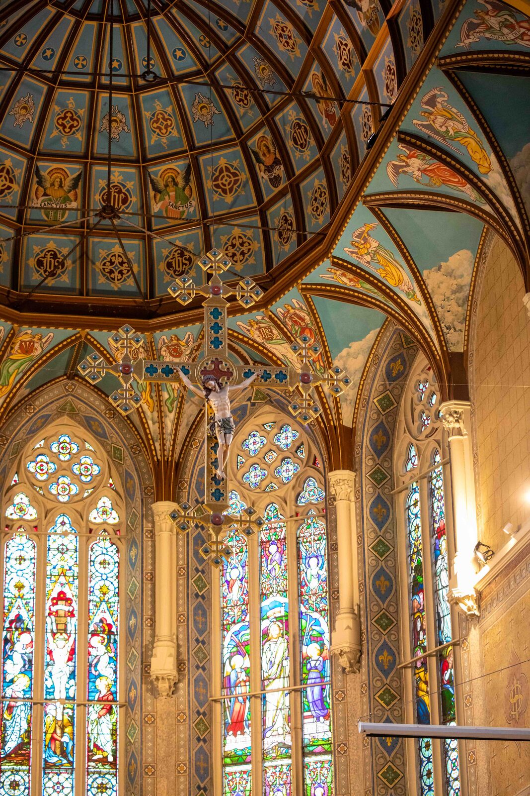 Painted dome ceiling with stained glass