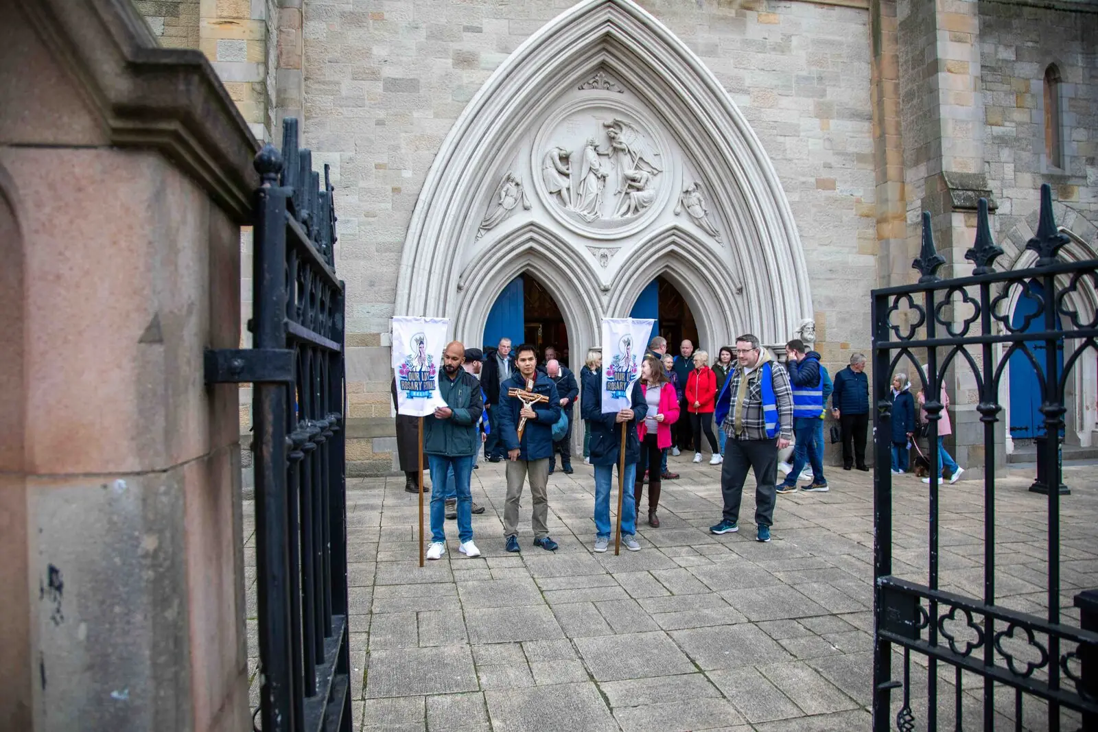 Group gathered outside church