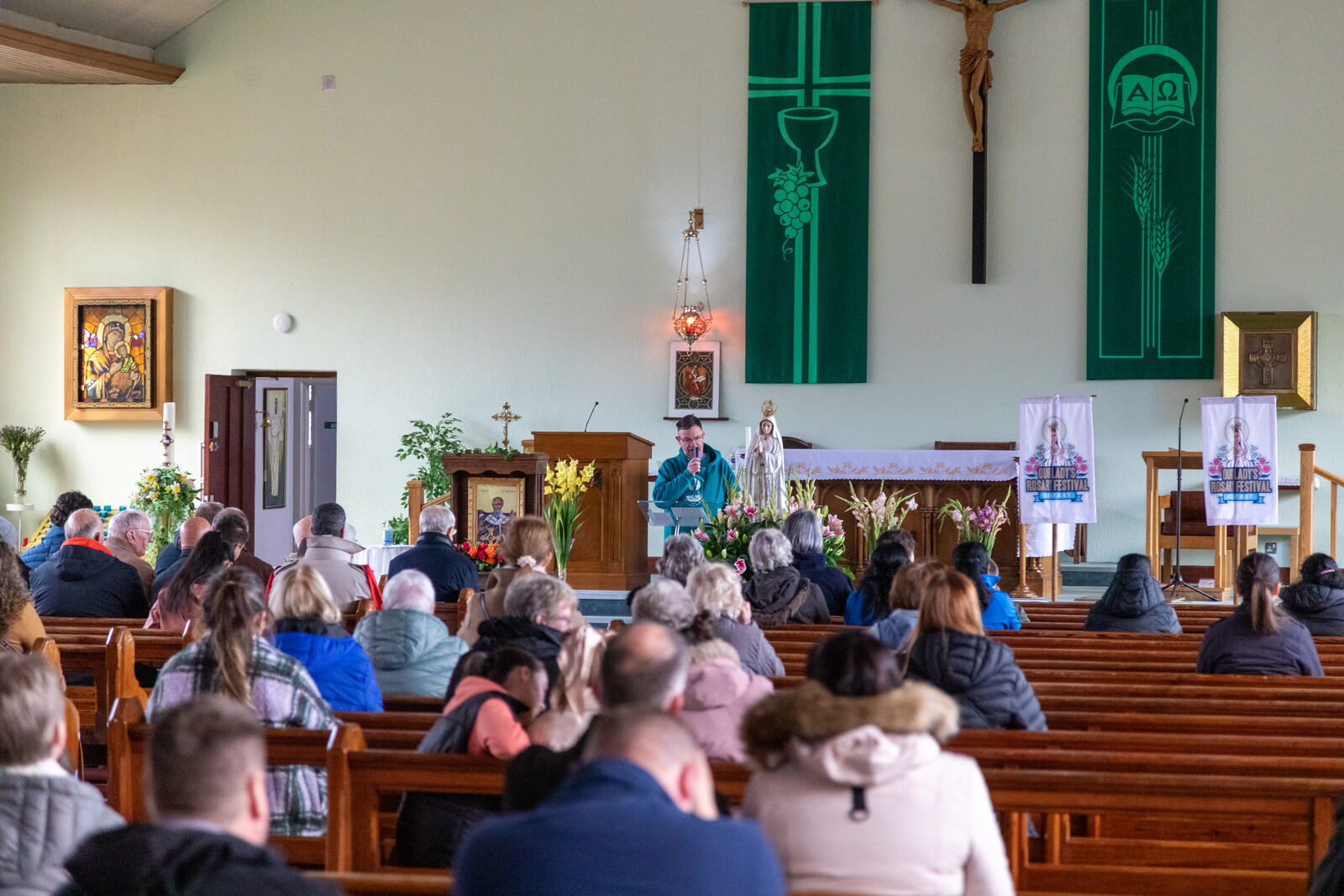 Church congregation during procession