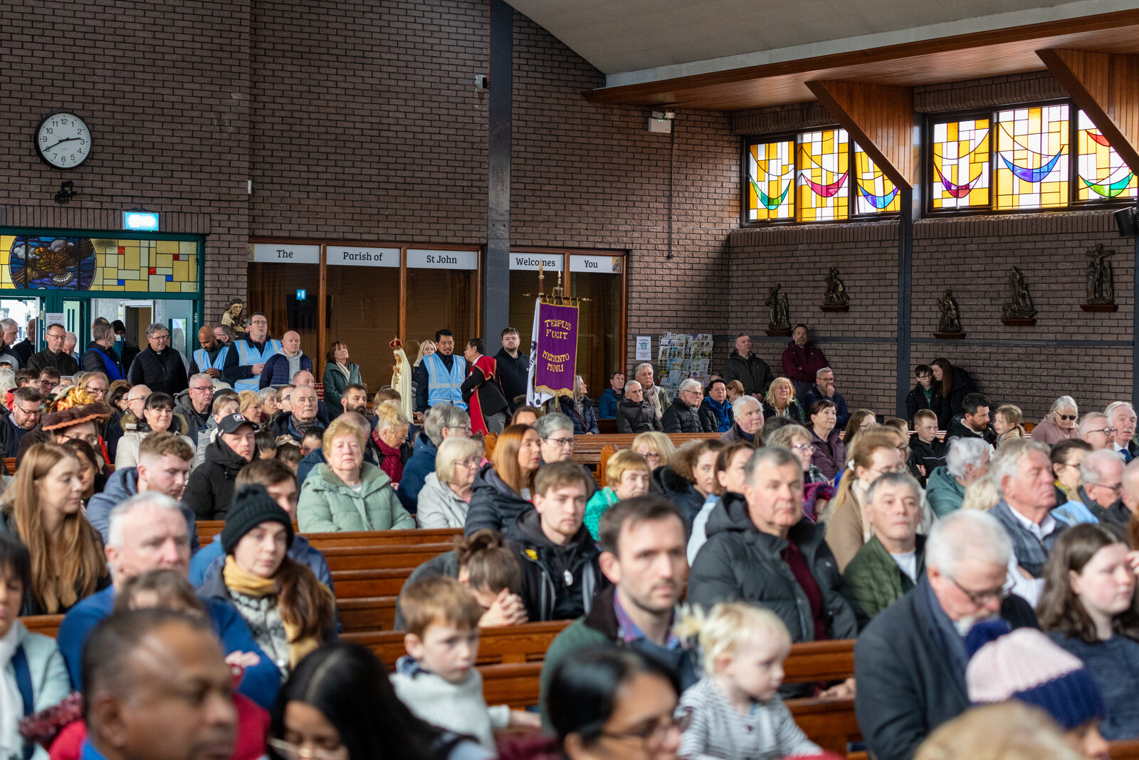 Packed church during procession