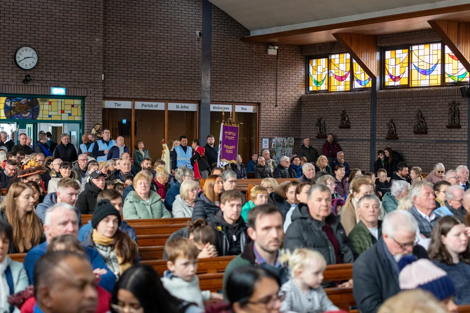 Packed church during procession